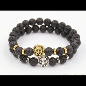 Set of Two Natural Stone Lion Bracelet